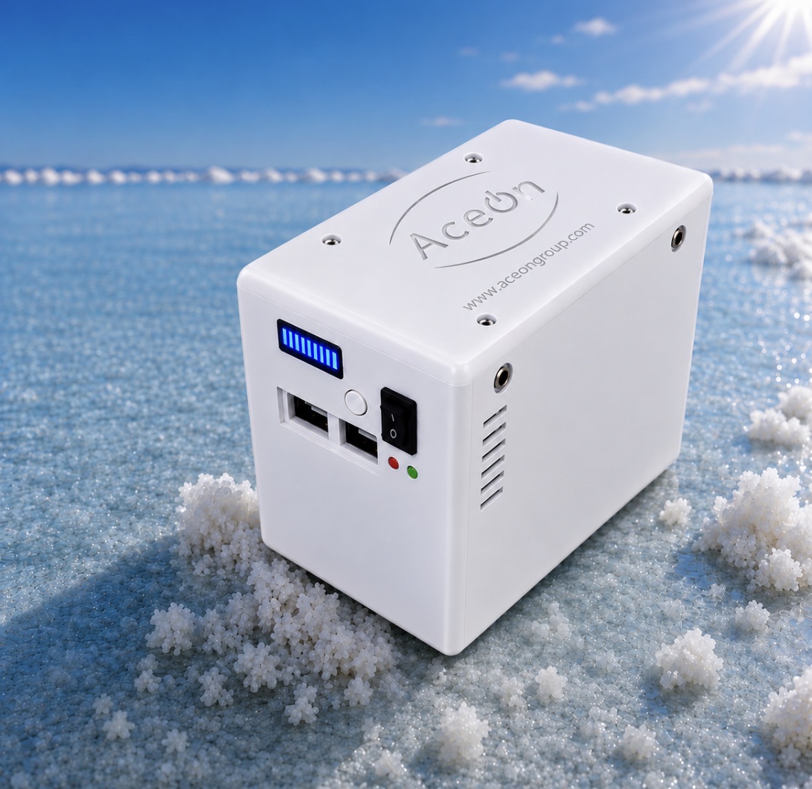 AceOn PES Lite 120Wh sodium-ion portable power station in a black ABS case